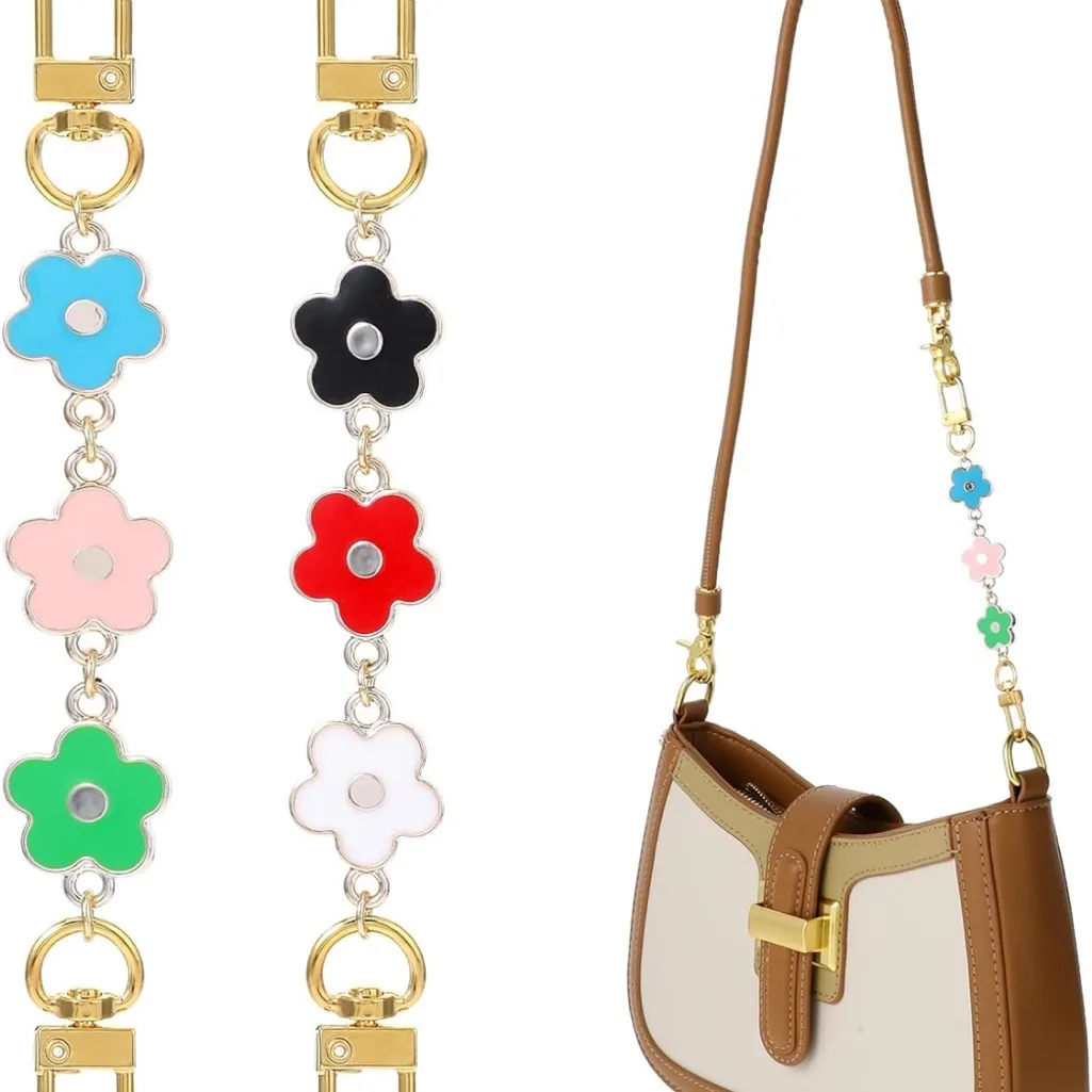 2Pcs Purse Strap Extender Chains, Colorful Flower Bag Extension Chain Handbag - Image 4