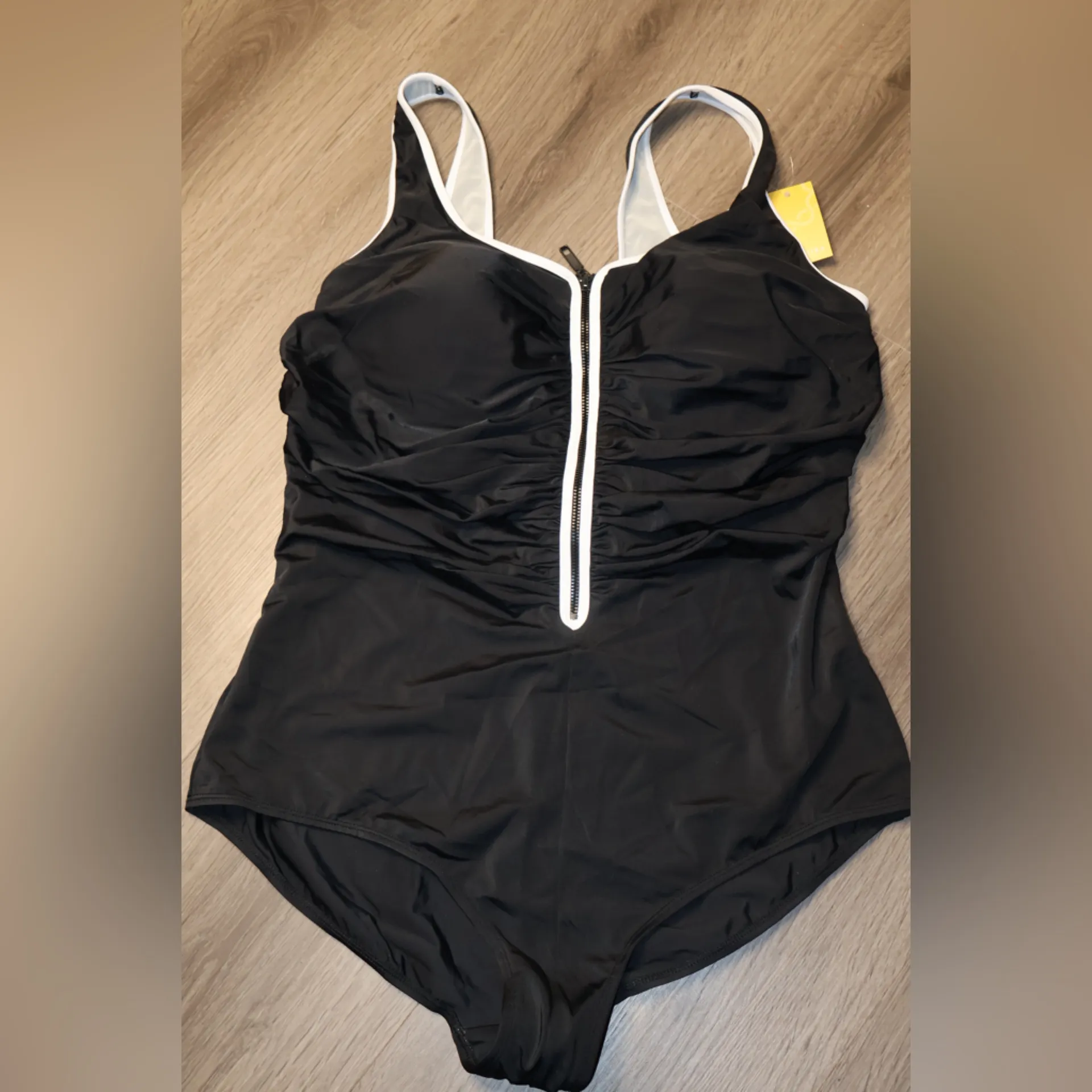 DELIMIRA Women's One Pcs Plus Size Swimsuit Tummy Control Front Zipper Swimwear - Image 2