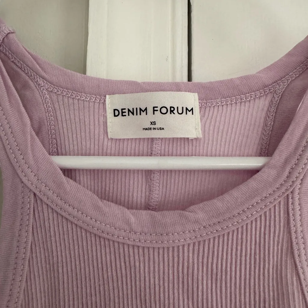 DENIM FORUM Aritzia Tank Top Lavender XS 100% Cotton Stretch Casual Comfort Purple - Image 2
