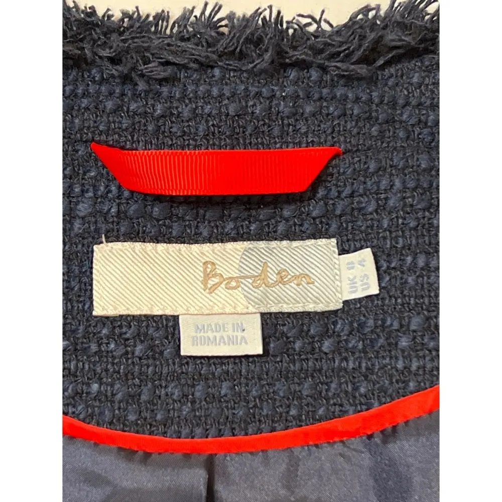Boden Sienna Navy Blue Red Tweed Boucle Academia Jacket Blazer Sz 4 Womenb - Image 8