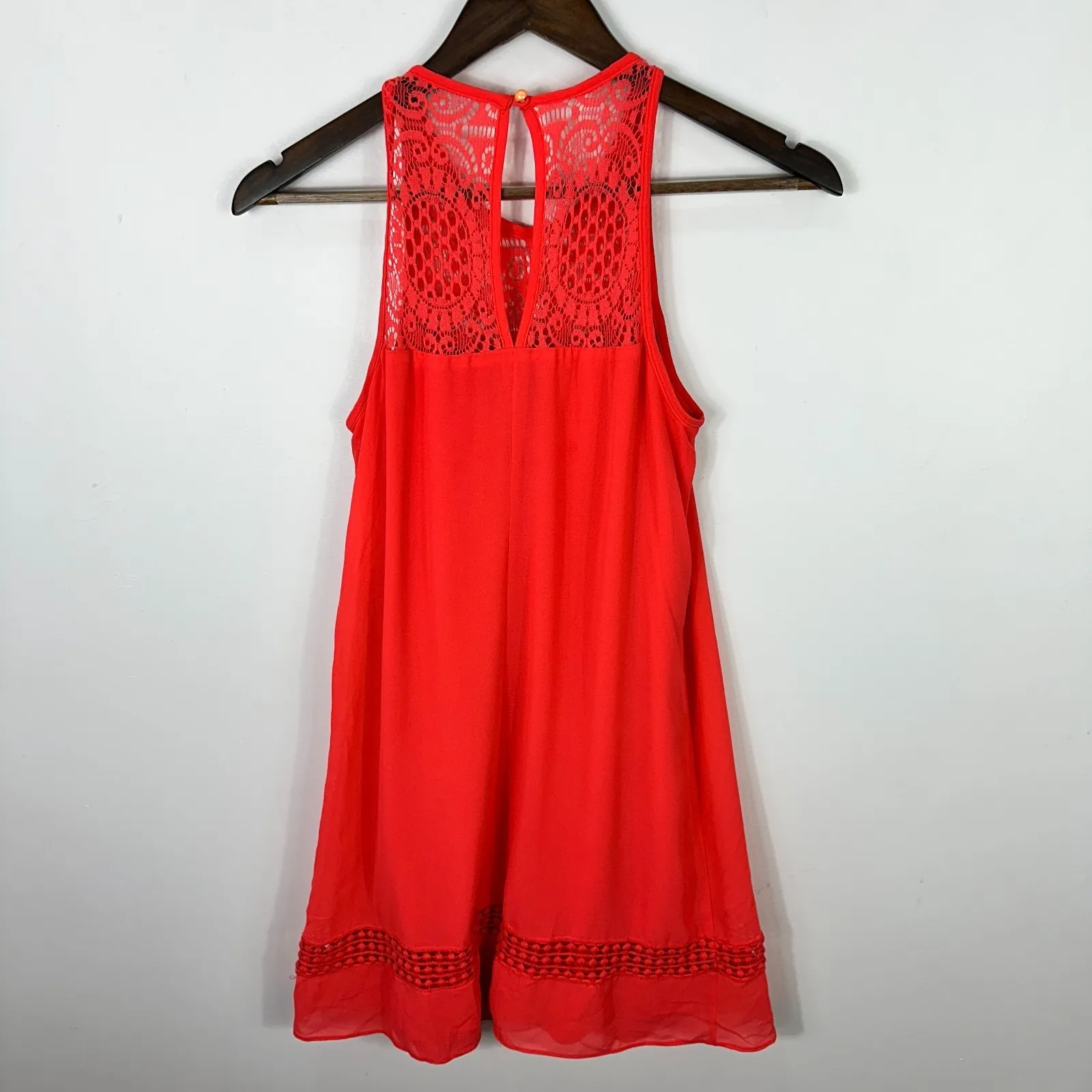IZ‎ Byer Dress Womens Small Red Crochet Lace Boho Festival Summer Party Retro - Image 7