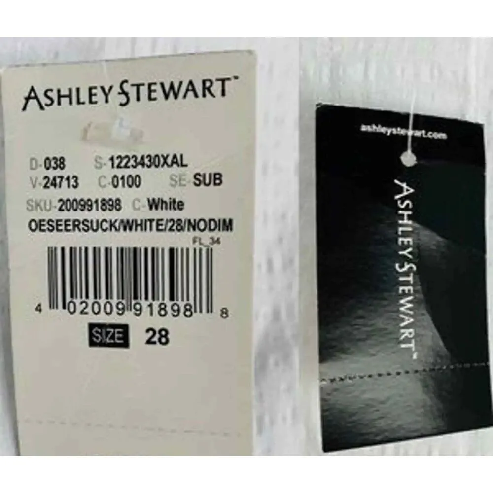 Ashley Stewart Pants Size 28 White Seersucker Ankle Length Pants New - Image 7