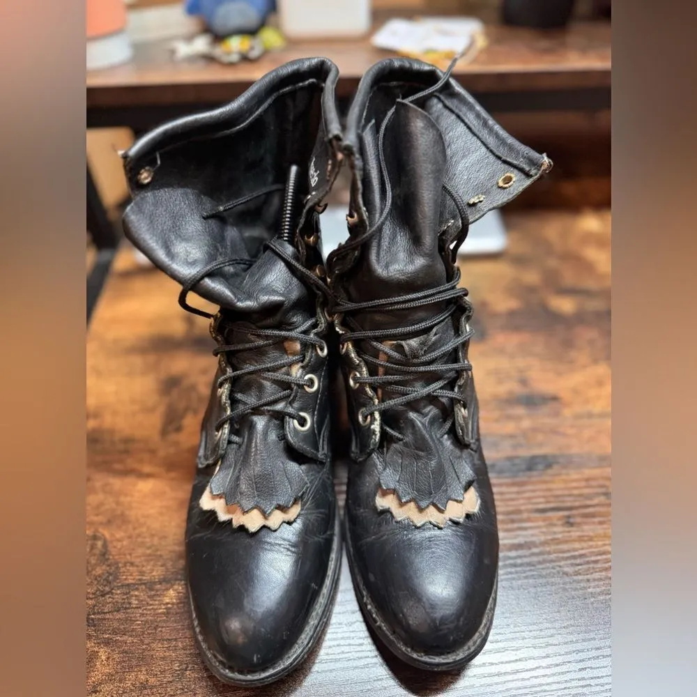 Vintage Laredo Black Kiltie Roper Boots size 8 - Image 8