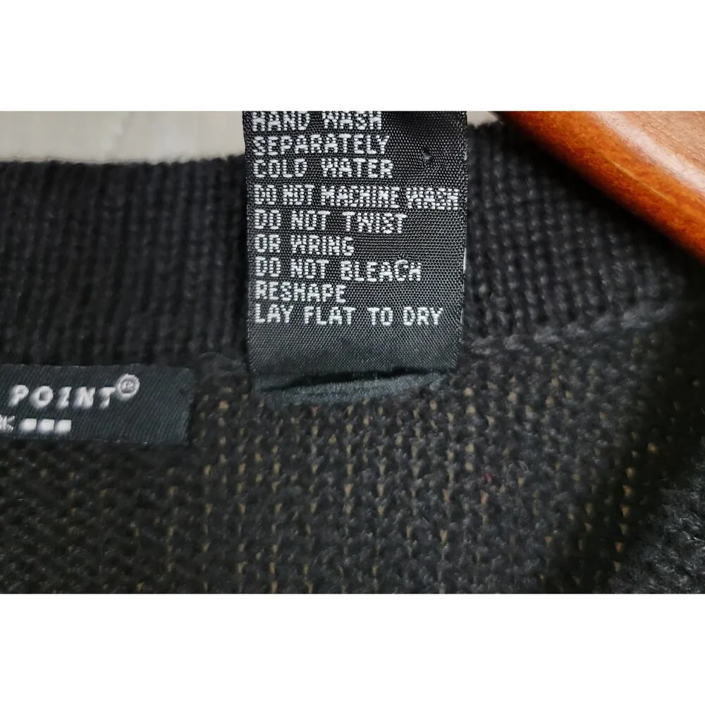 Vintage Winter Cardigan Womens M Black Red Cardinal Holly Holiday Embroidery - Image 5