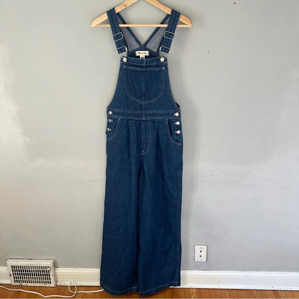 Madewell Superwide Leg Denim Overalls in Warham Wash 4 NEW - Image 3
