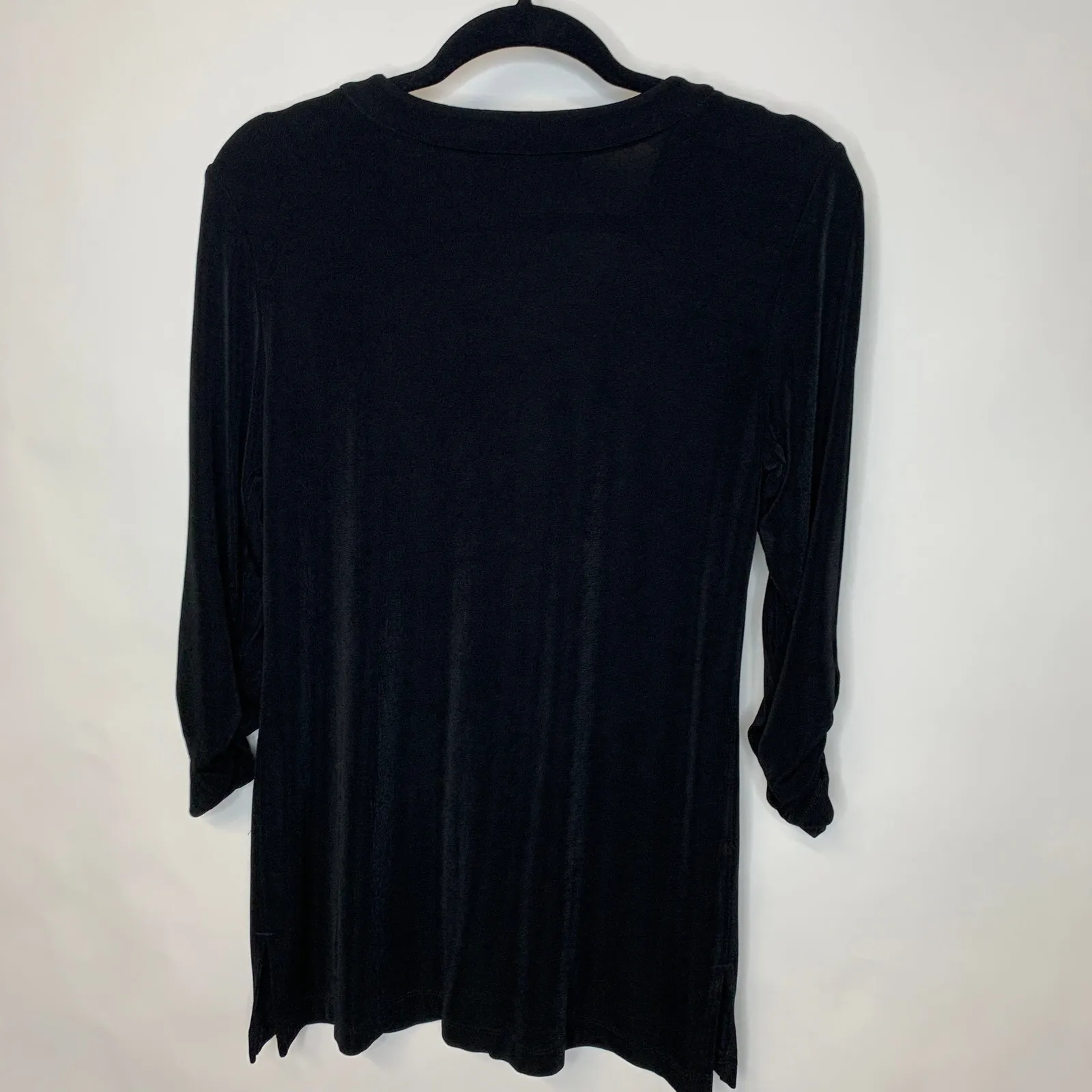 Chico's Travelers Black Top Beaded Scoop collar Sz 1 Small - Image 6