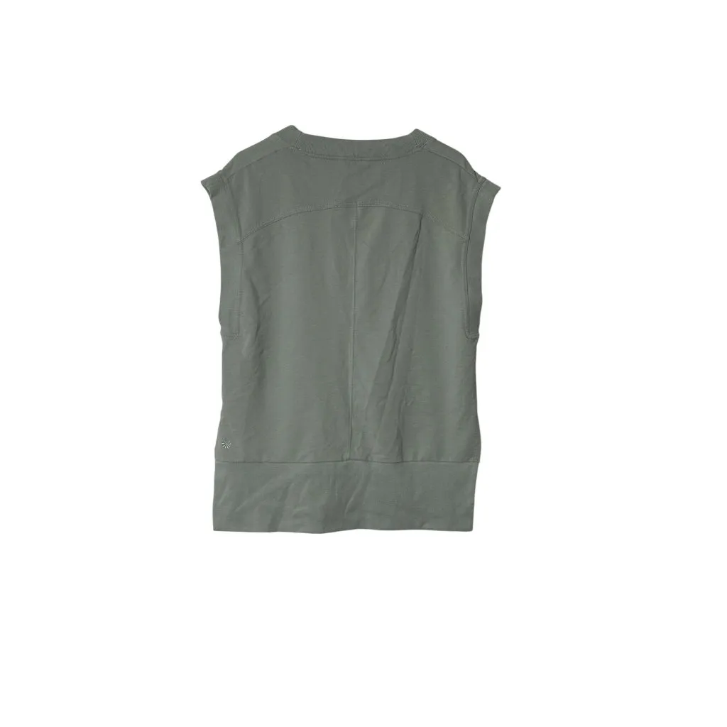 Athleta Women's Sleeveless V Neck Tunic Sweatshirt Top Sage Green Cotton Blend M - Image 3