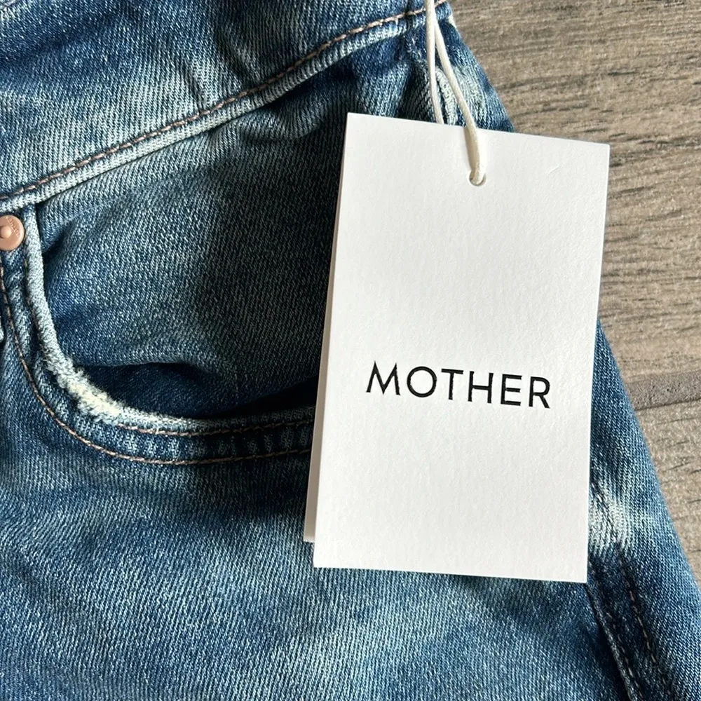 Mother denim high waisted double hiker skimp jeans in love bombs - Image 5