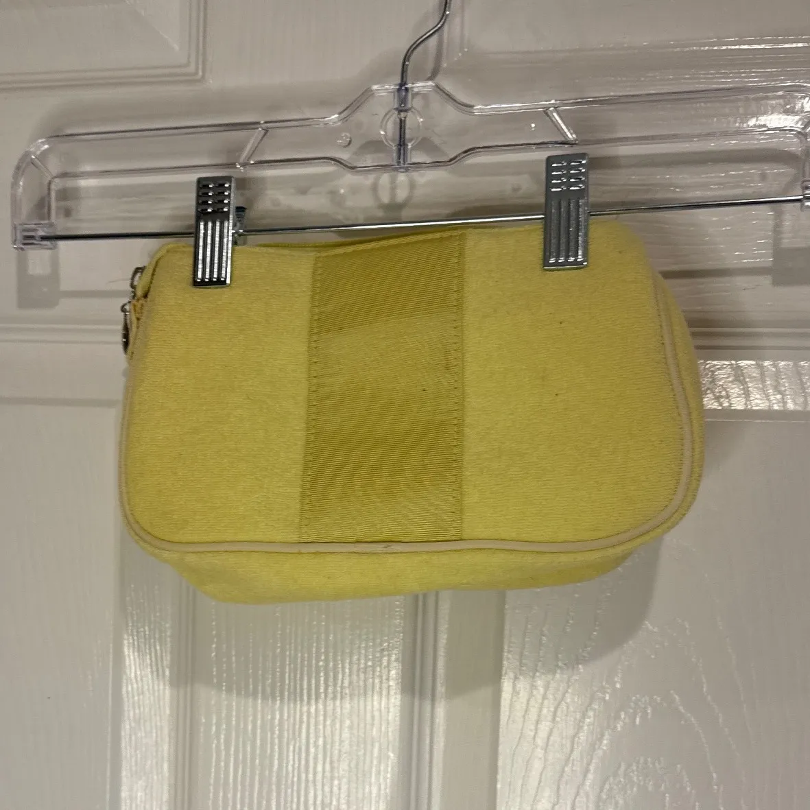 🤯4/$15 Saks Fifth Avenue Makeup Bag Yellow Terry Cloth Zip‎ Pouch Cosmetic - Image 4
