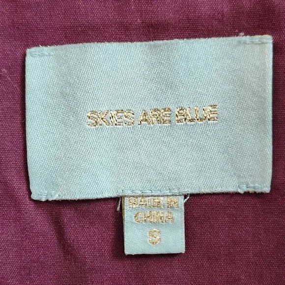 Skies are Blue Oxblood Top with Statement Sleeves Size Small Burgundy Blouse - Image 7