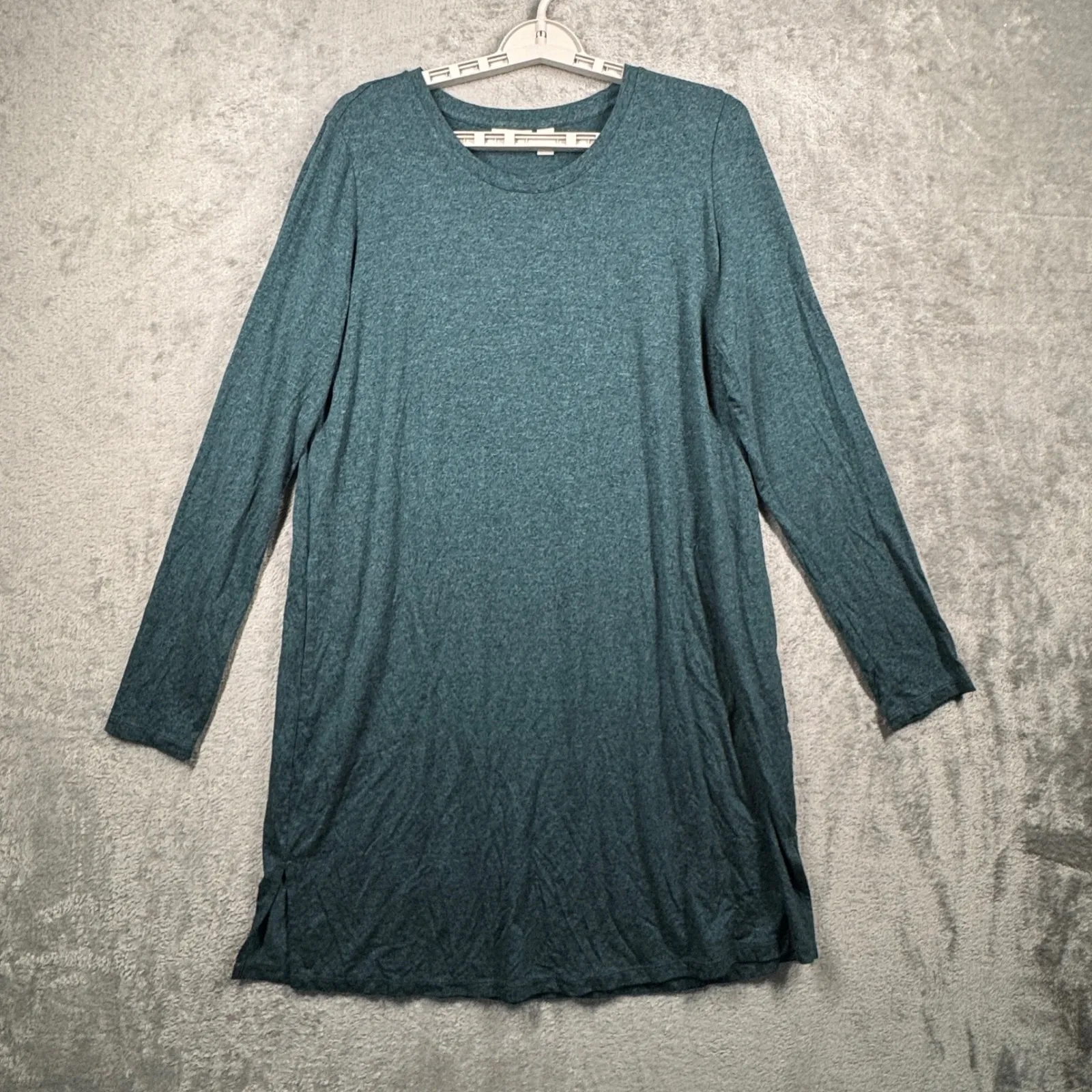 LOGO Lori Goldstein Teal Long Sleeve Casual Dress‎ Womens Medium Shift Lagenlook - Image 2