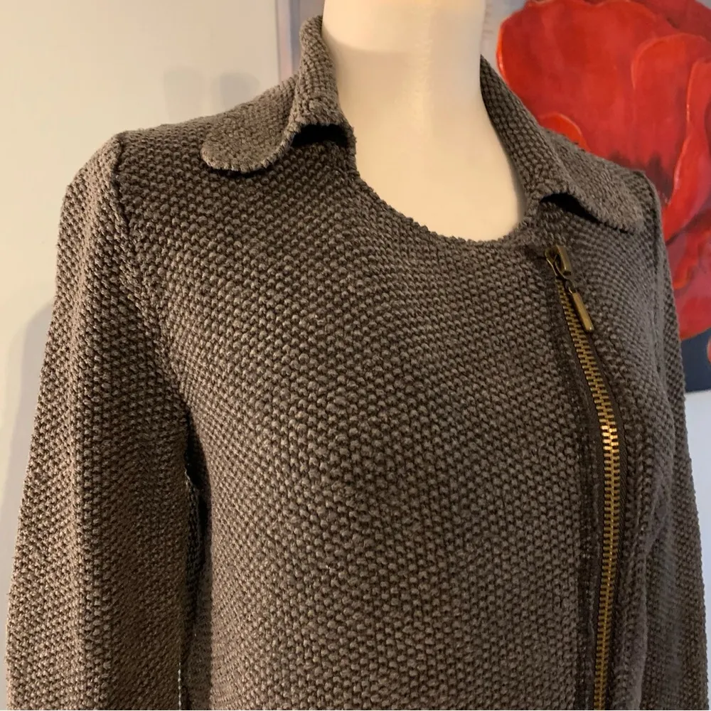 Free People Sweater Knit Moto Jacket Gray Asymmetrical Zipper XS X-Small - Image 2