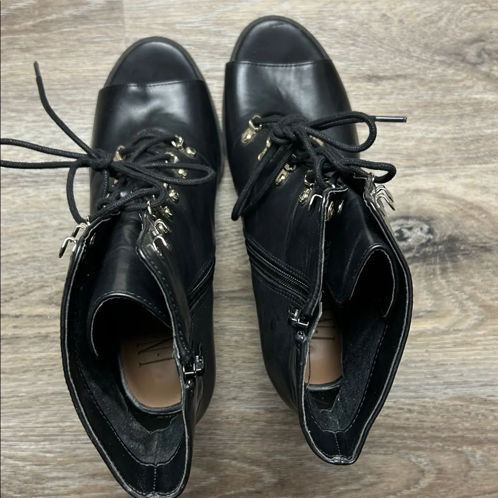 I.N.C Florita Lace Up/Zipper Black High Heel Ankle Boots Size 8.5 - Image 8