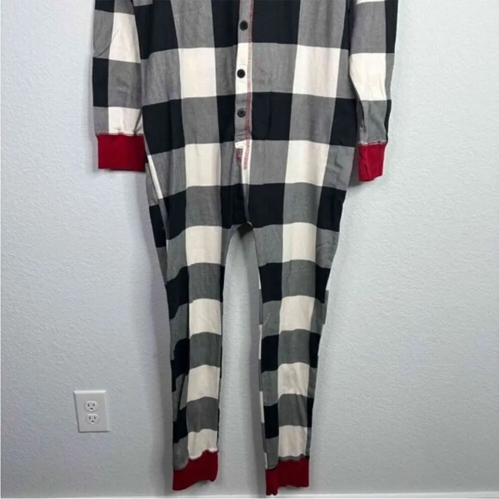 NWT LazyOne Flapjacks Black & White Plaid Onesie Jumpsuit Pajamas - Image 5