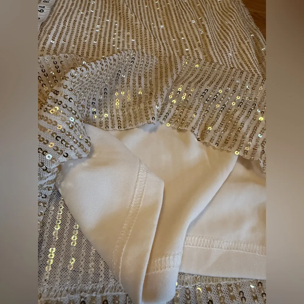 Elegant cream sequined cargo pants size L Size L - Image 14