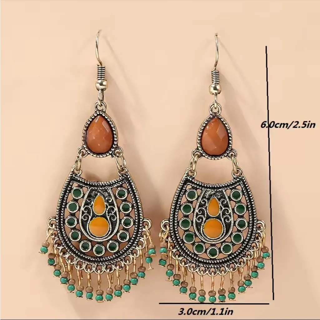 Bohemian Beaded‎ Gypsy Tassel Drop Earrings - Image 5