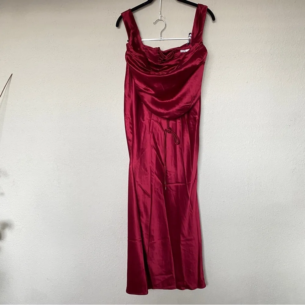 House of CB Set Una & Sydel corset top lace up maxi skit‎ red NWOT Size M - Image 3