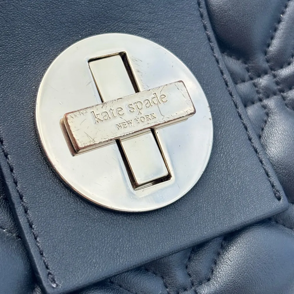 Kate Spade ♠️ Elegant Black Leather Quilted Handbag - Image 12