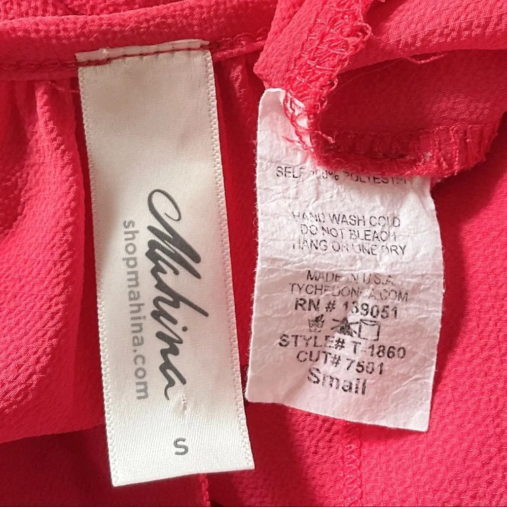 Mahina Light Red Cold Shoulder Long Sleeve Top Small - Image 5