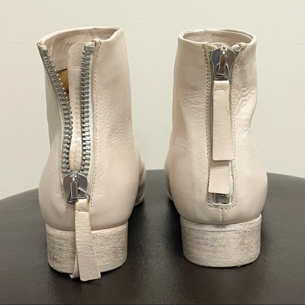 Alberto Fermani Off White Zip Up Bellina Ankle Pointed Toe Booties 38.5 Leather Size 7.5 - Image 4