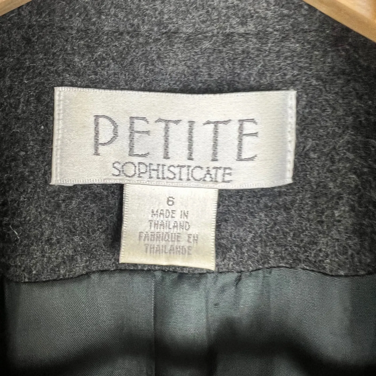 Petite Sophisticate Gray Wool Cashmere Nylon Blend Zip Front Jacket Size 6 - Image 3