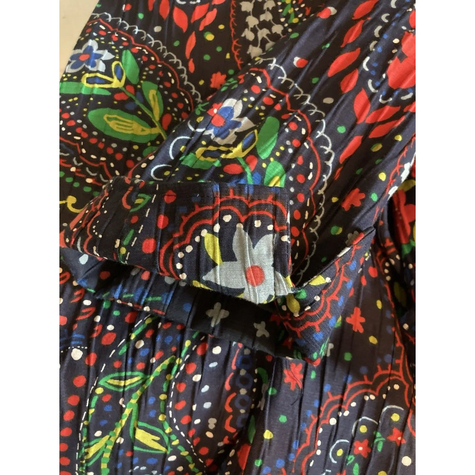 Alfred Dunner Womens Blazer Jacket 10 Navy Floral Paisley Open Front Crinkle - Image 7