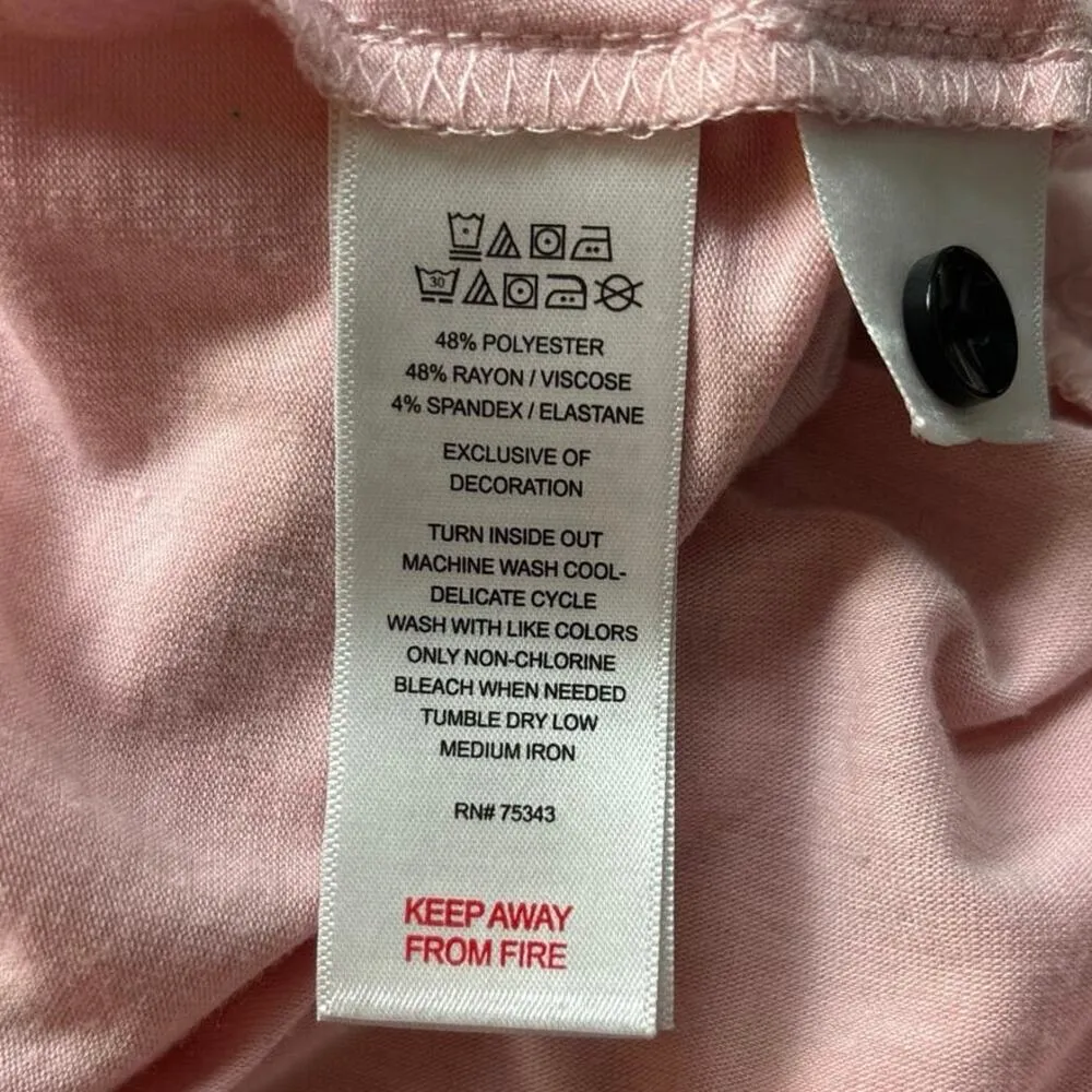 Cupcakes and Cashmere Pink & Black Trim Sleepshirt Button Up Nightgown Dress L - Image 7