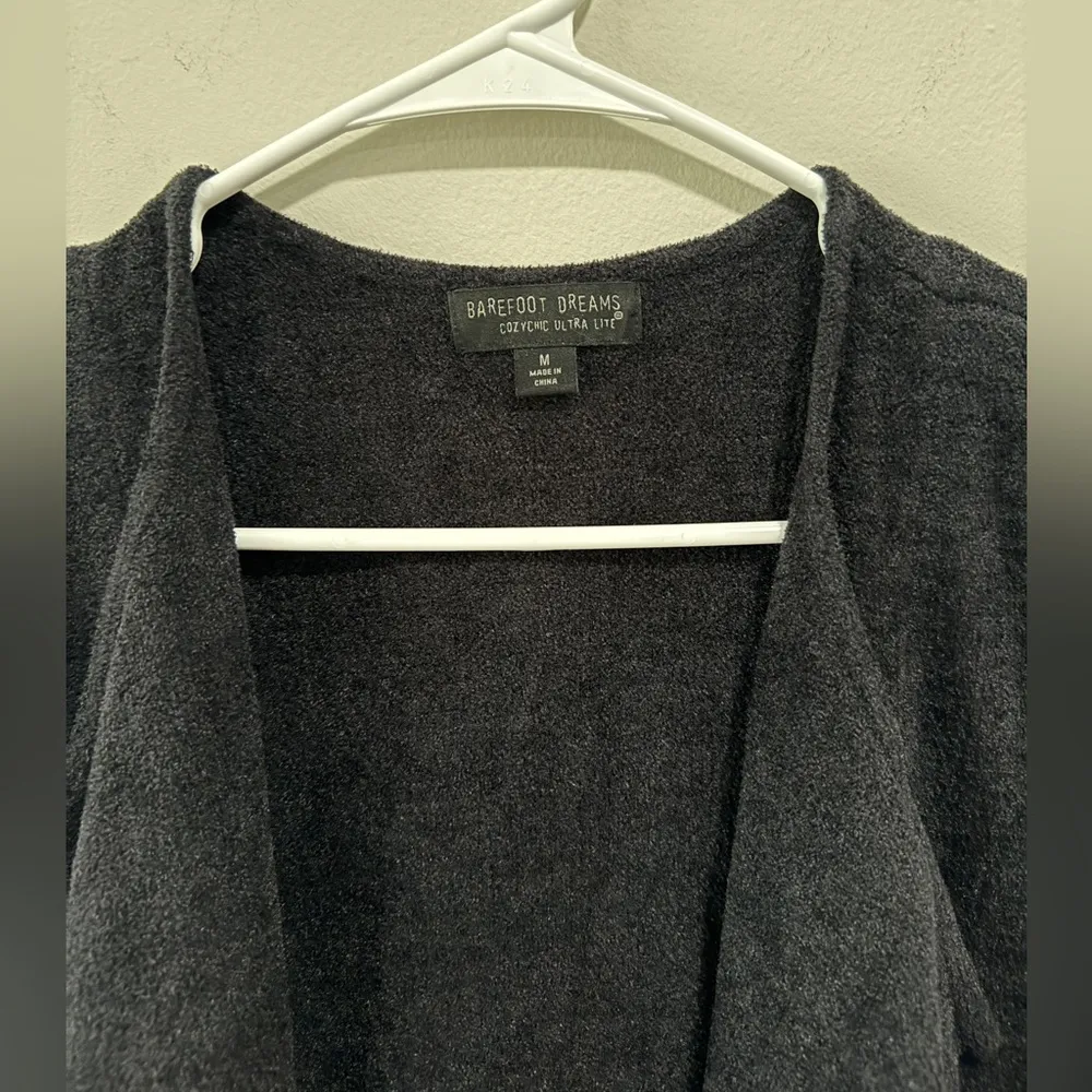 Barefoot Dreams CozyChic Ultra Lite Knit Shawl Vest Charcoal Gray - Image 4