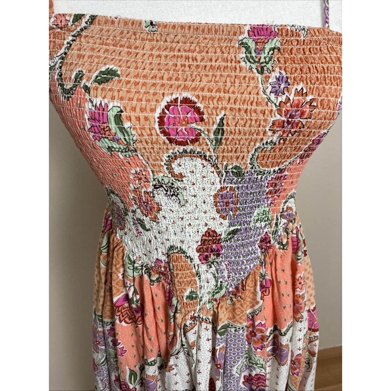 Patrons Of Peace Smocked with Adjustable Straps Dress Women's Size Medium - Image 4