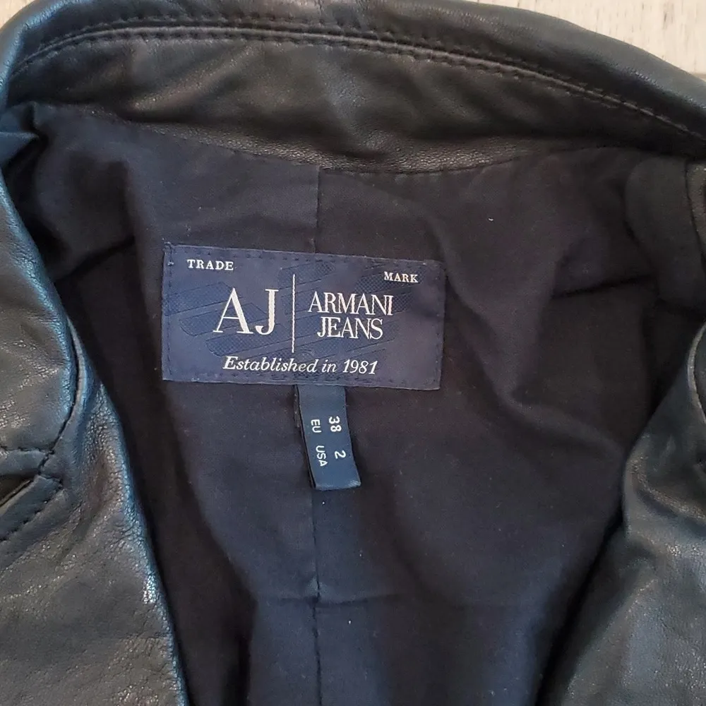 🌼Vintage! Armani Exchange 90's Biker Real Leather Jacket - Image 3