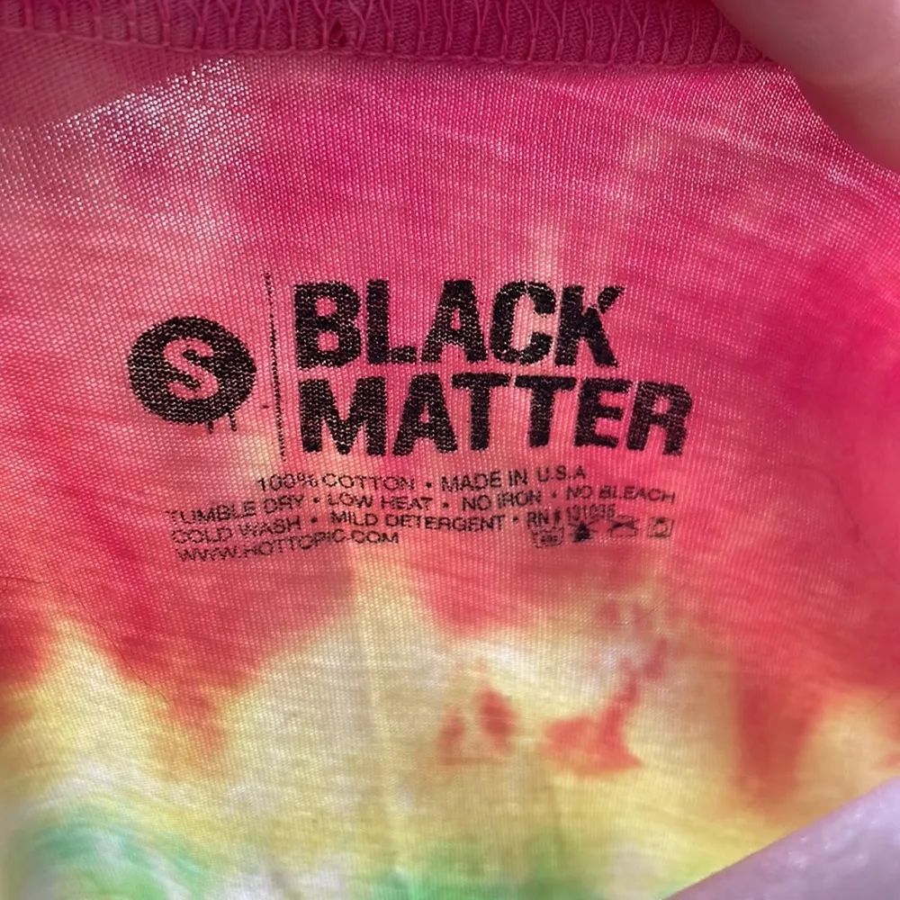 Black Matter Pink Yellow Tie Dye Cropped Muscle Tank 100% Cotton Size Small - Image 4