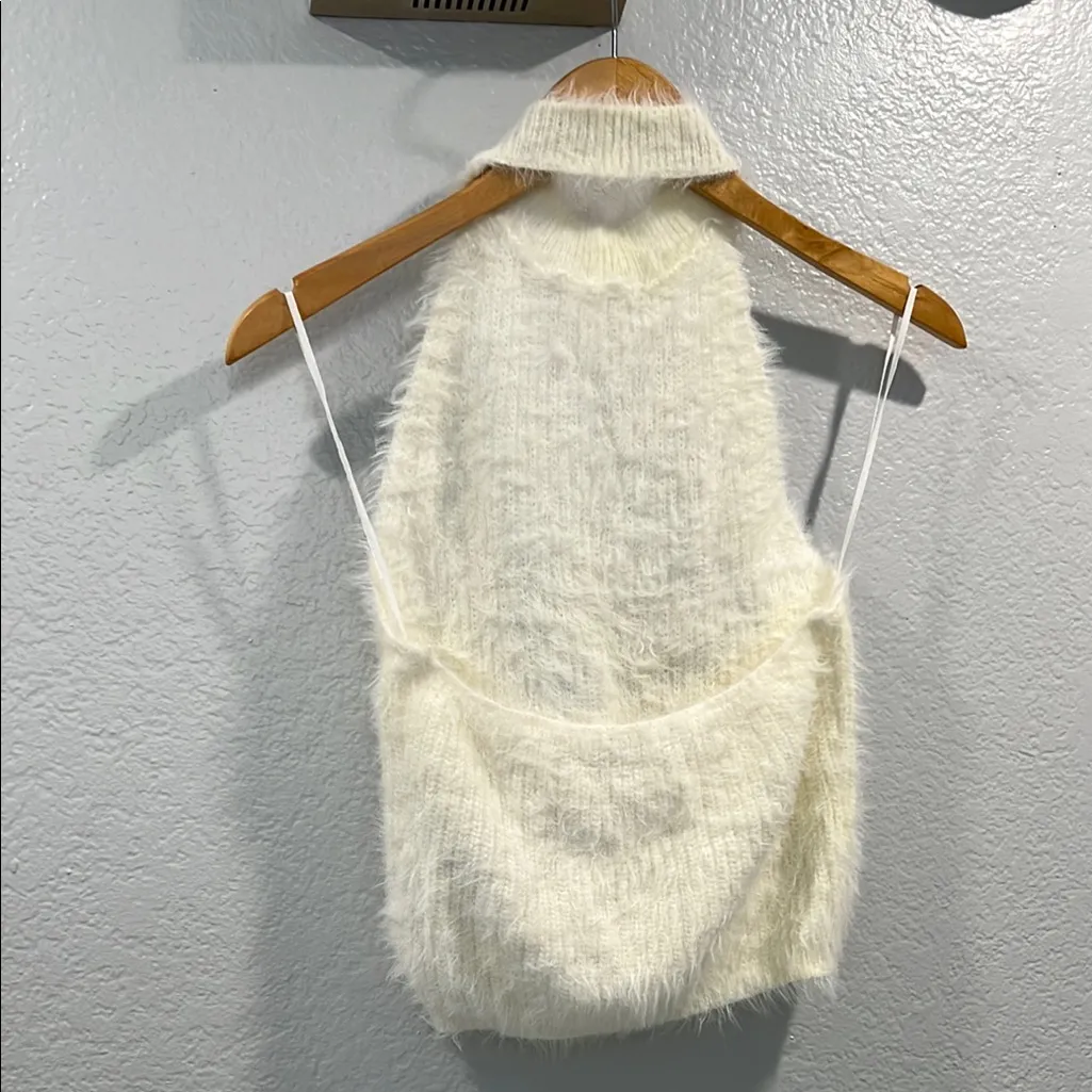 Zara Cream Fuzzy Tank Top - Image 2