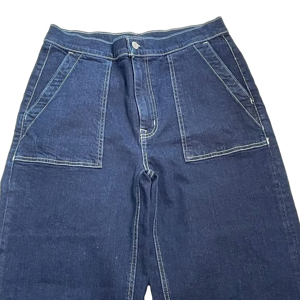 J Crew Mercantile Denim Crop Jeans High Rise Wide Leg Trousers Size 29 New u Blue - Image 2
