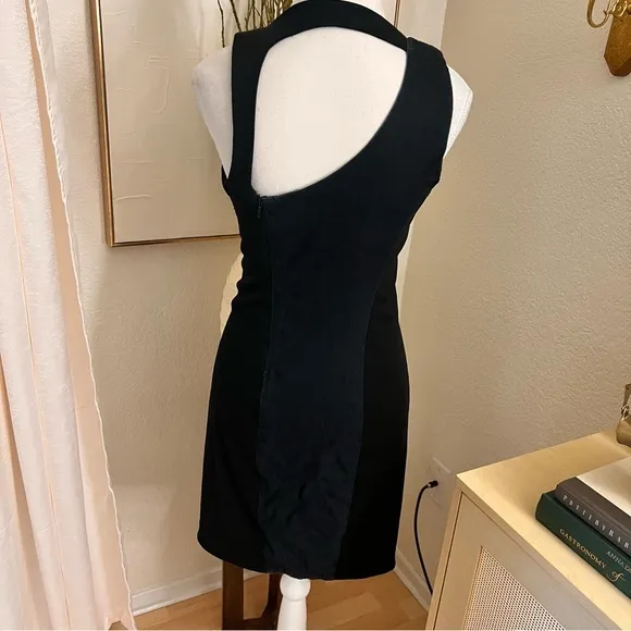 HELMUT‎ LANG Asymmetrical Pleated Denim Cutout Dress In Blue and Black Size 4 - Image 5