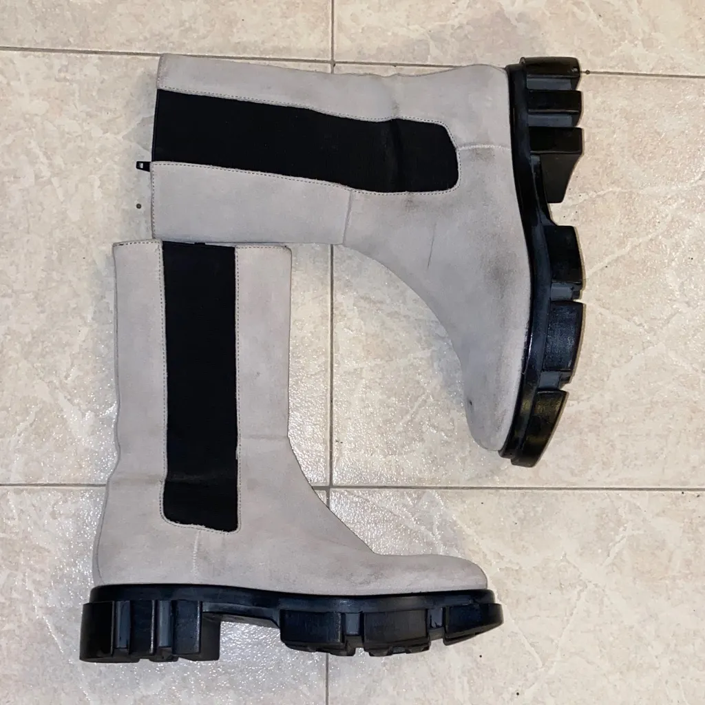 Free People Gray and Black Heeled Boots - Image 4