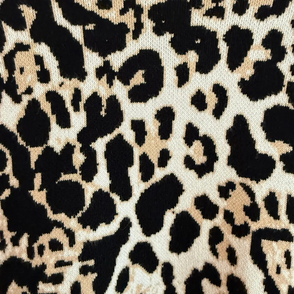 Leopard Print Open Front Cardigan Lightweight Knit Neutral Layering Oversized Black - Image 4