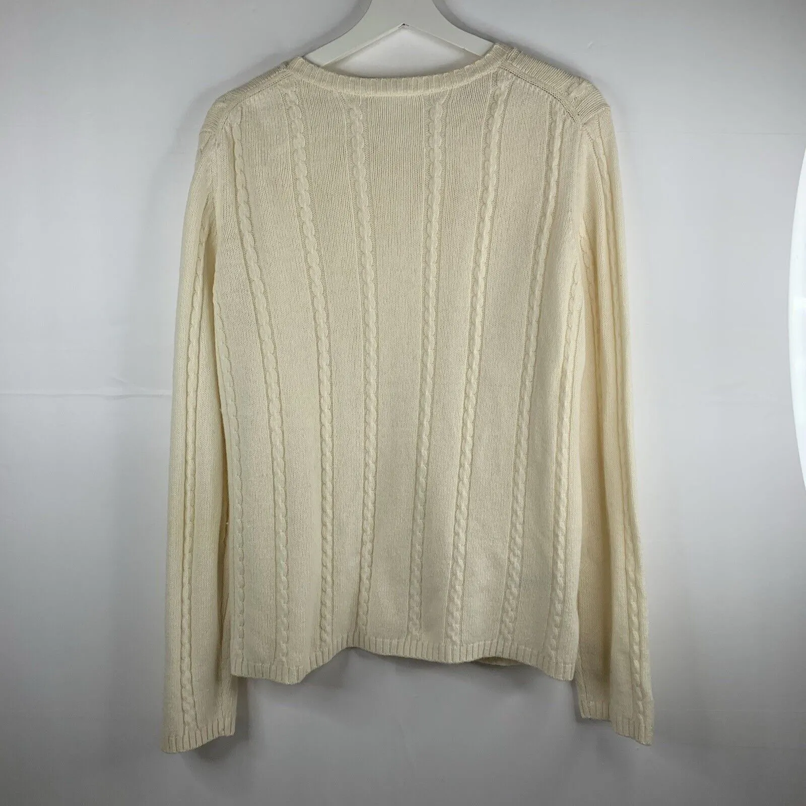 Ann Taylor Loft Size XL Sweater Wool Blend Cable Knit Long Sleeve Cream Women’s - Image 6