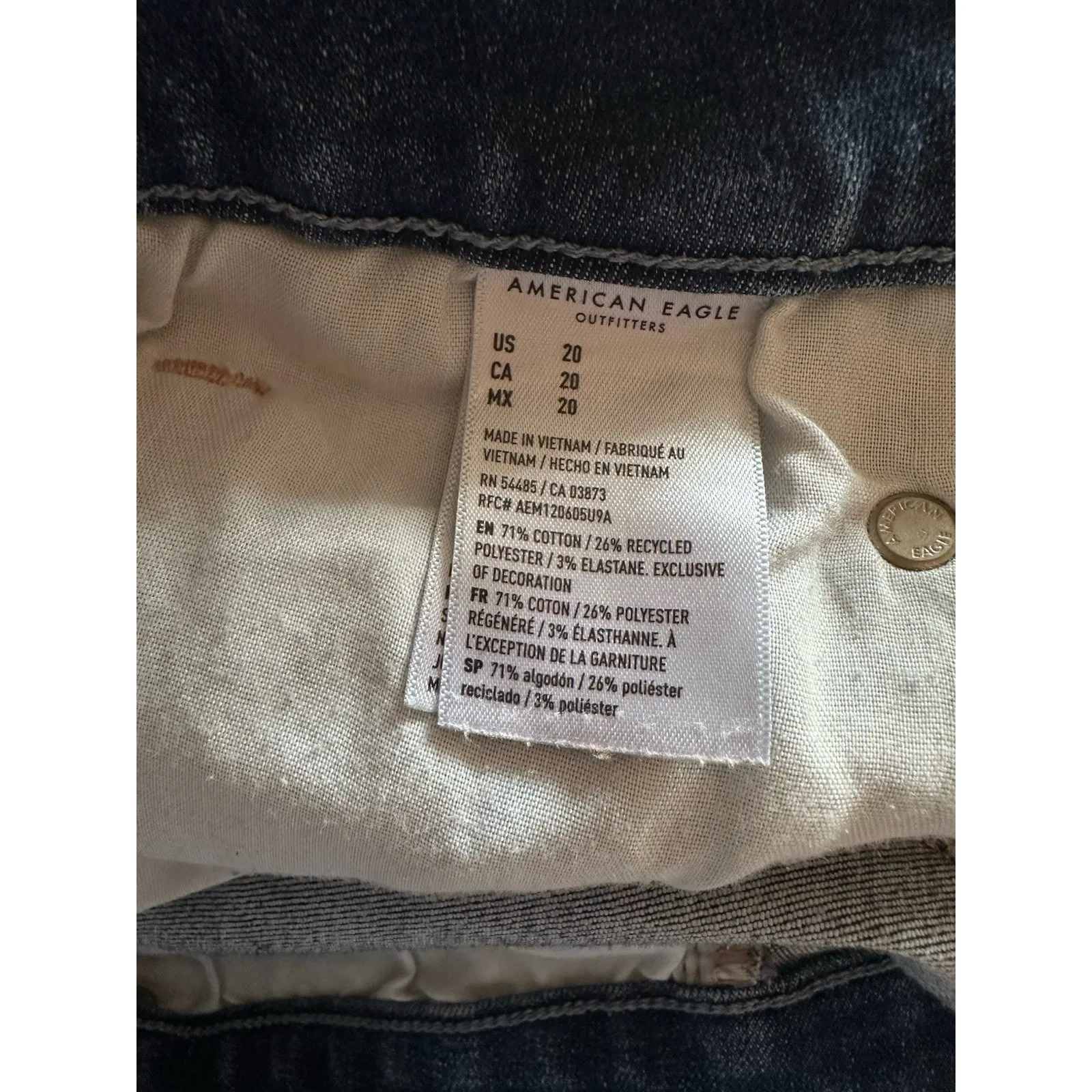 AE American Eagle Jean Shorts Size 20 Next Level Stretch Curvy Midi Cuffed Denim - Image 8