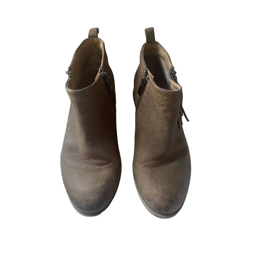 Franco Sarto Kaime Brown Ankle Booties Suede Leather Tassel Side Zip Women’s 7.5 - Image 3