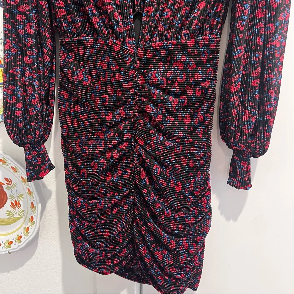 NEW SABINA MUSAYEV Capella Pleated Satin Mini Dress Black Size M - Image 12