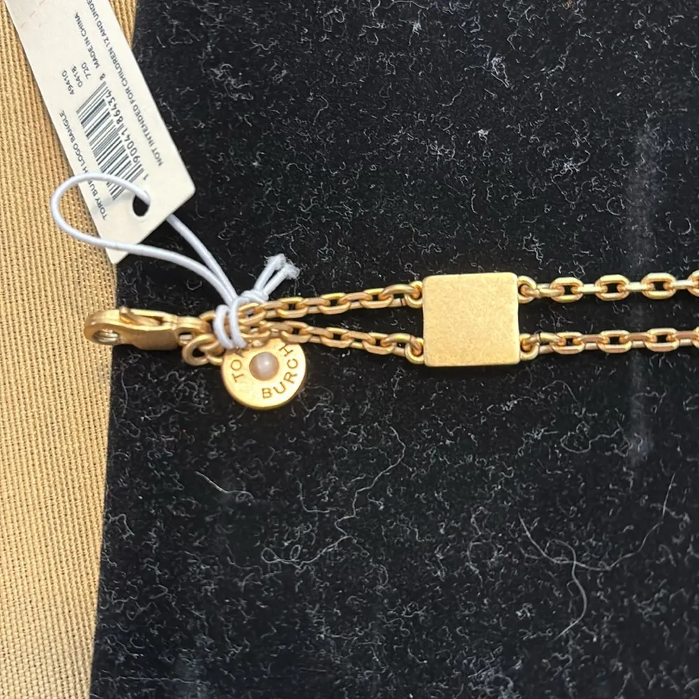 Tory Burch LOVE blue enamel goldtone  7” bracelet - Image 9