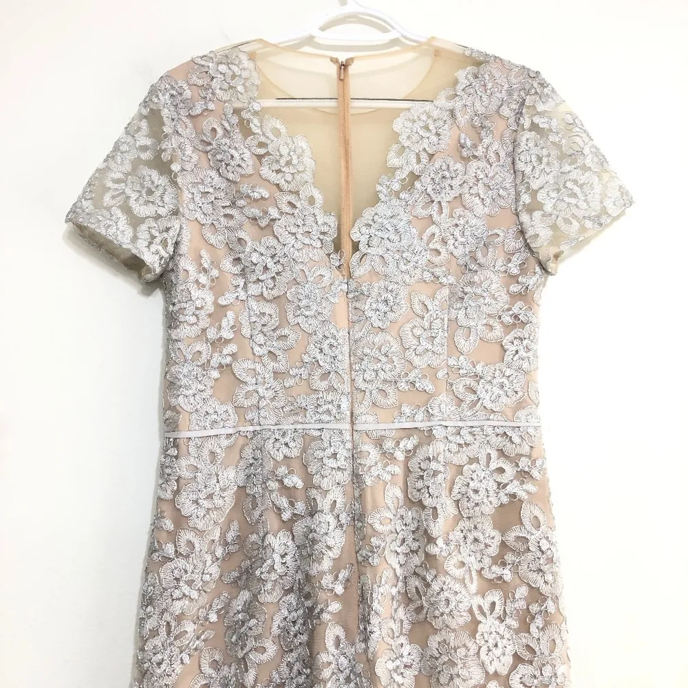 JS Collections Illusion Lace V-Neck Embroidered Sheath Dress - Image 6