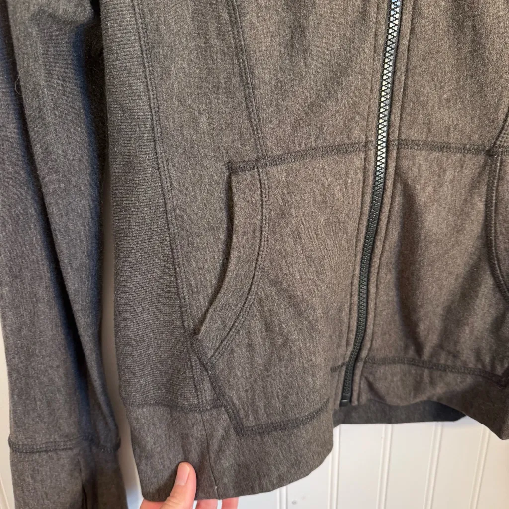Athleta Full Zip Charcoal Gray Athletic Hoodie Thumb Hole Women’s Size Small - Image 7
