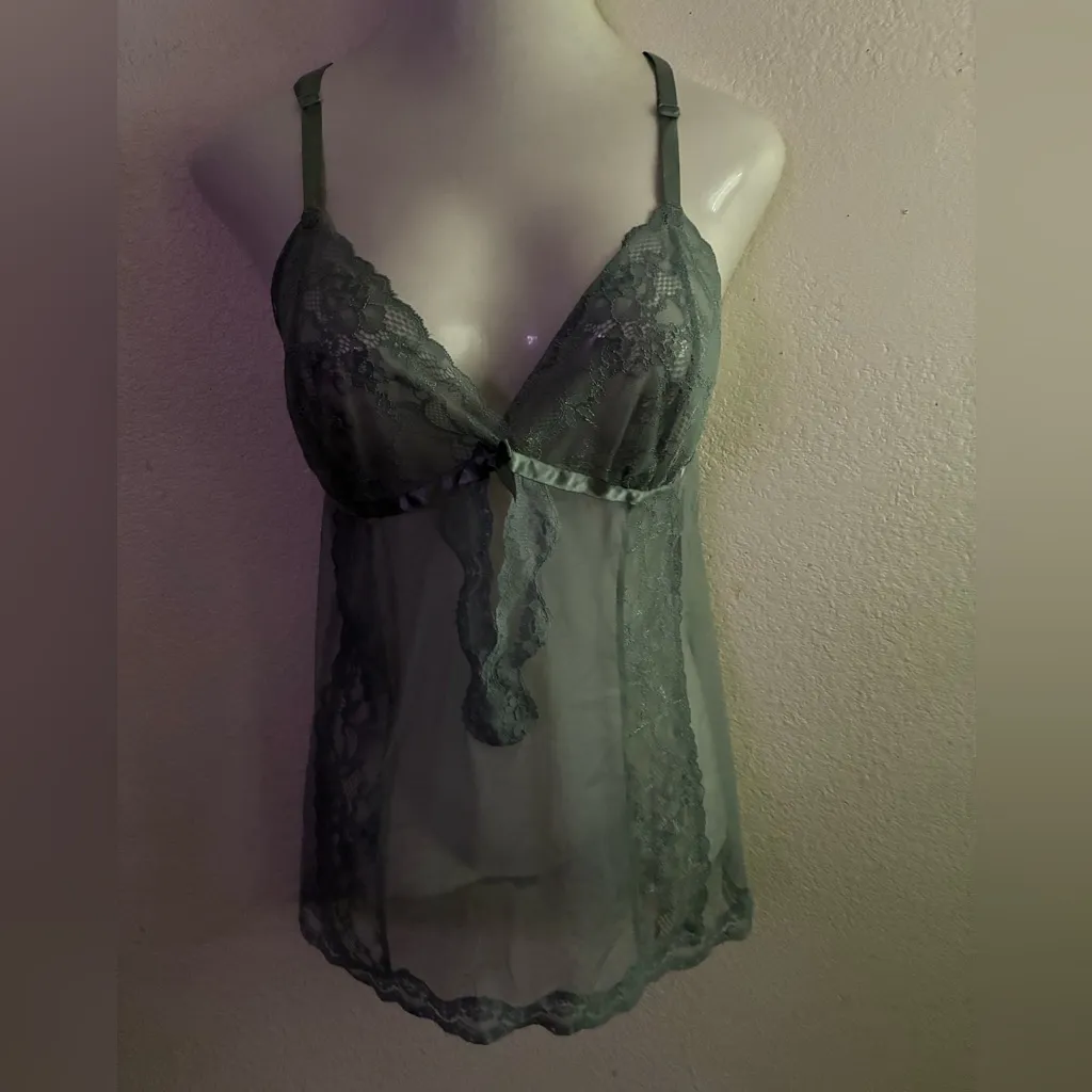 🆕ADORE Me Alicia Unlined Babydoll Lingerie Gown Sage 1X🆕 - Image 5