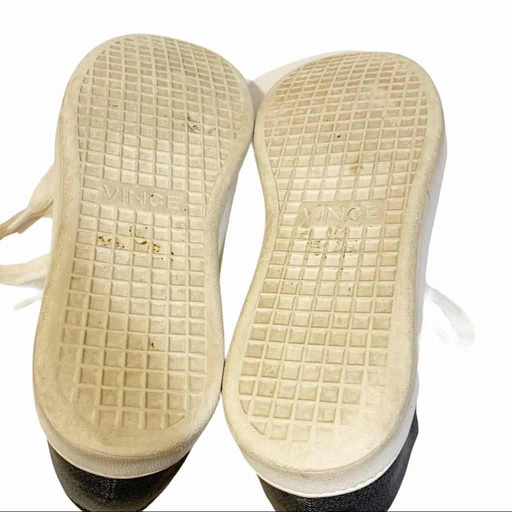 Vince Womens Size 7 White‎ Leather Varin Mixed Media Low Top Fashion Sneakers - Image 9