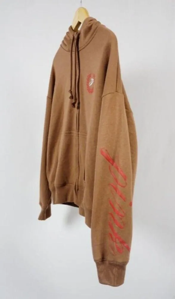 Victorias Secret PINK Women's Medium Caramel Kiss Brown Cropped Hoodie Tan - Image 3