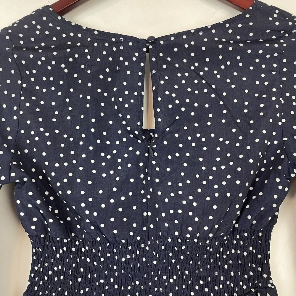 Princess Polly Mini Dress sz 4 Polka Dot Smocked Waist Ruffle Long Sleeve Women - Image 6