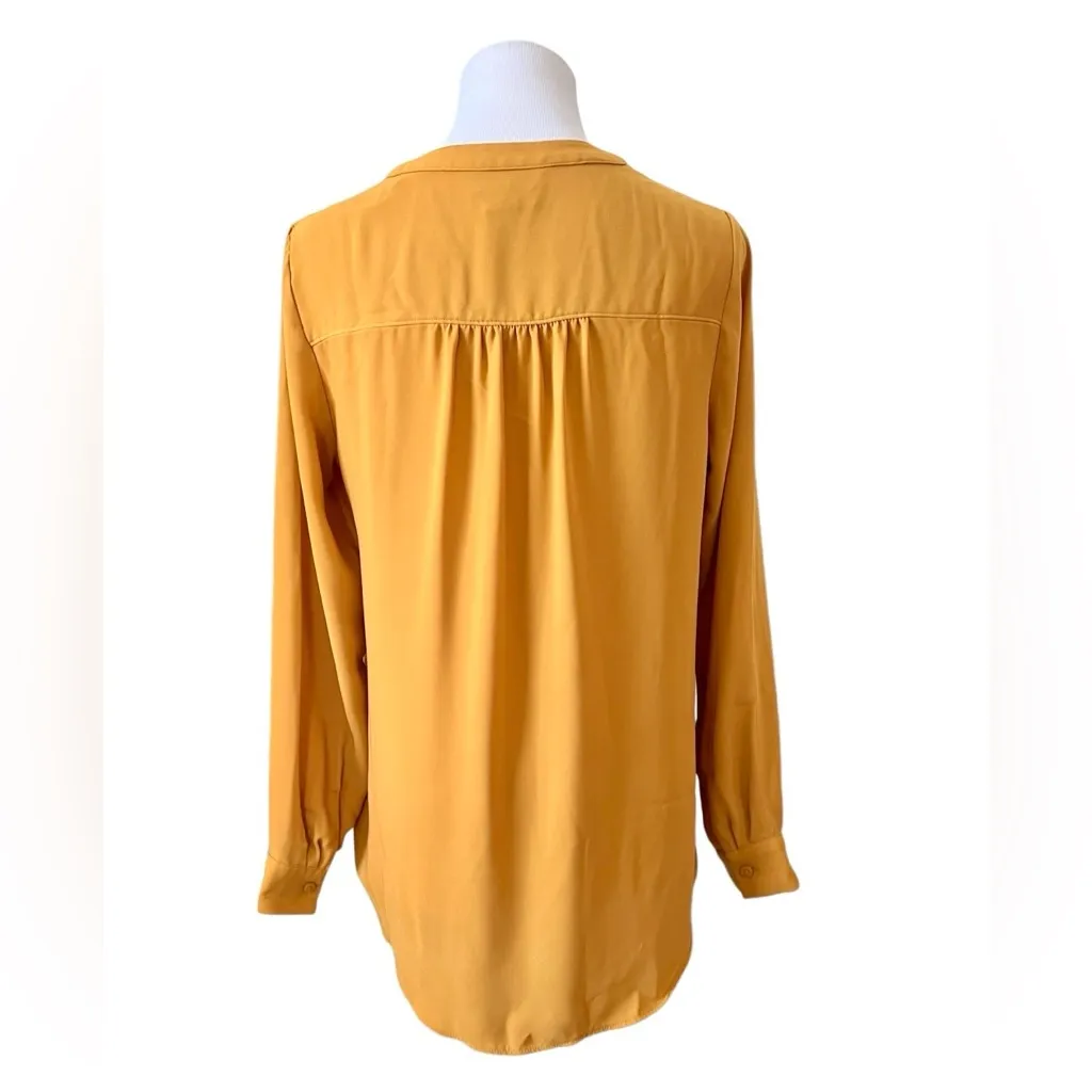 Jones New York Mustard Yellow Crepe Tunic Blouse SMALL Corpcore City Girl Preppy - Image 2