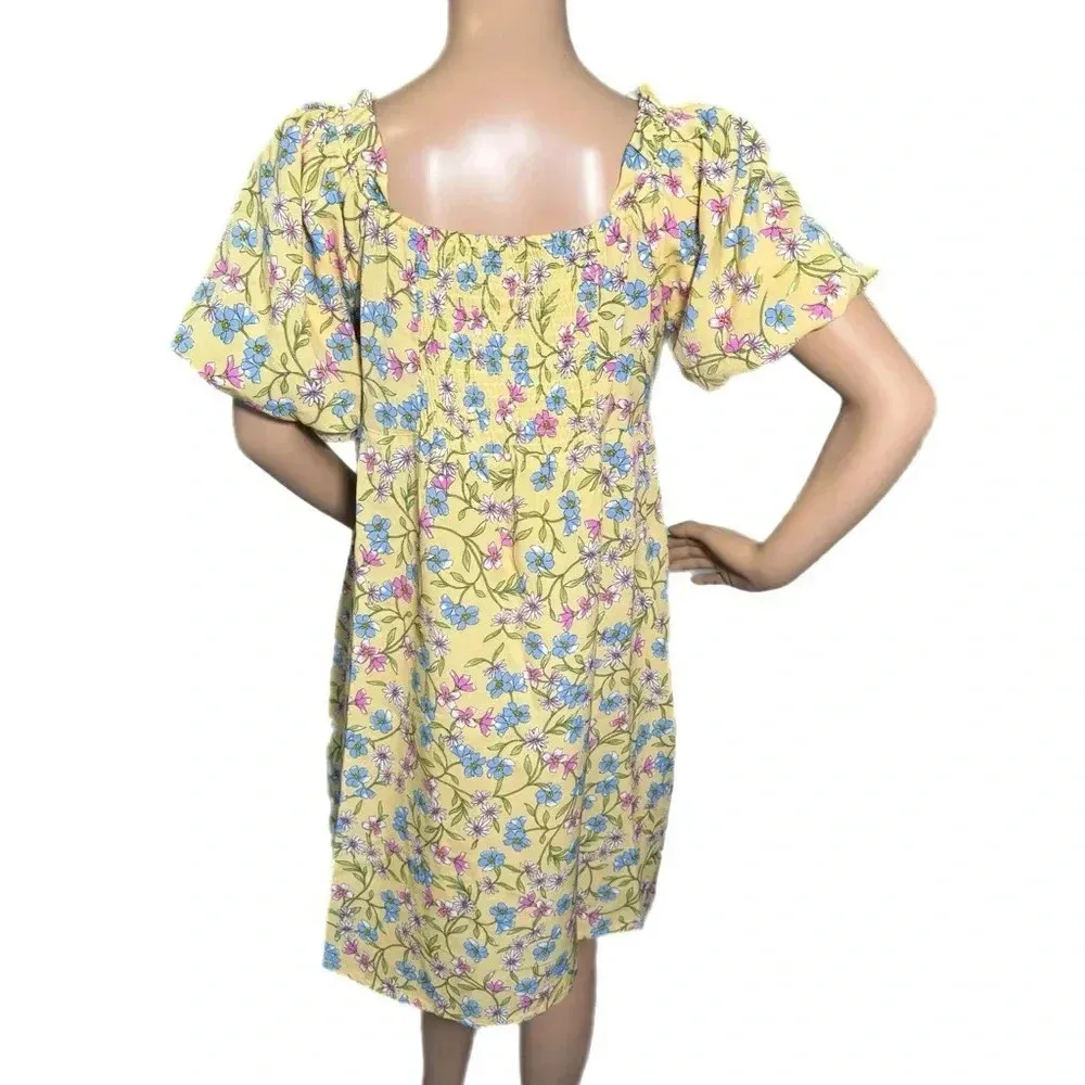 NWT Emma & Michele Cottagecore Dress Floral Puff Sleeve Sunshine Yellow Small - Image 5