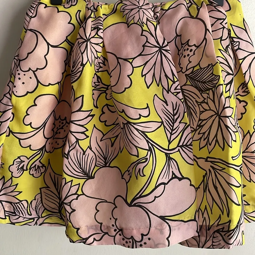 MSGM Floral Pouf Silk Mini Skirt Yellow Size 4 - Image 7